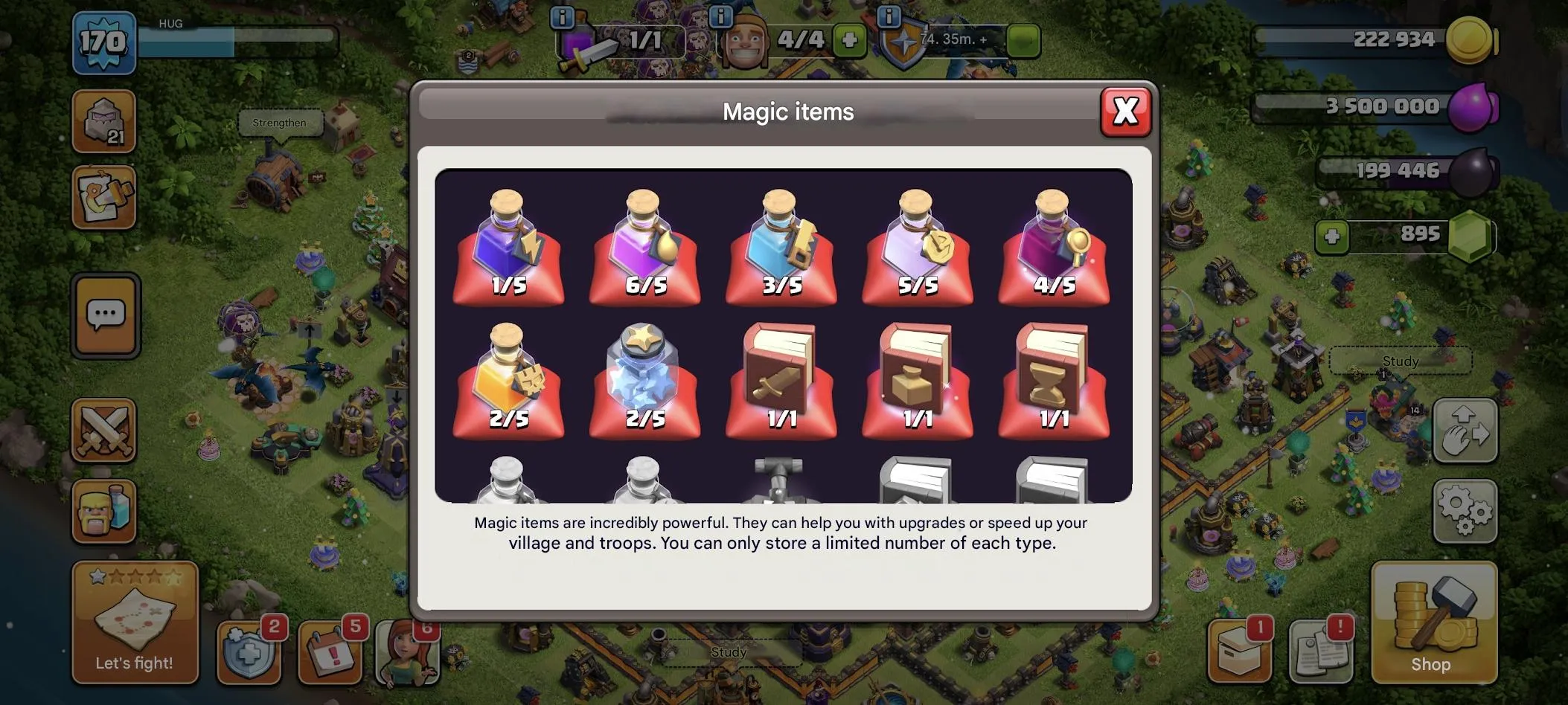 COC573 Maxed Town Hall 16 LVL 170 With Loaded Heroes, Pets, Magic Items And Jungle Scenery 
